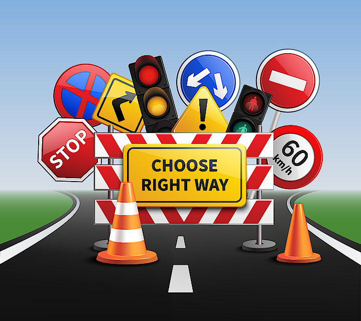 Choose Right Way Realistic Concept