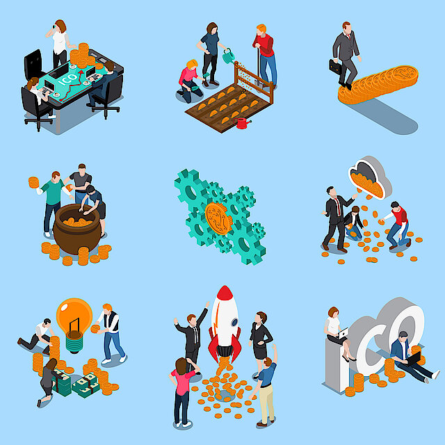 Initial Coin Offering Isometric Icons
